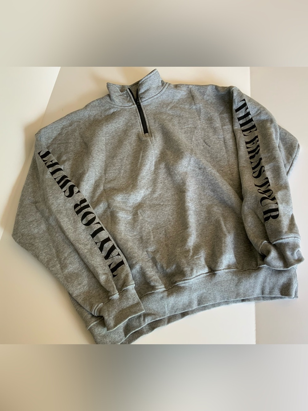 Taylor Swift Gray Quarter-Zip Sweatshirt with Sleeve Logo